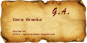 Gera Aranka névjegykártya